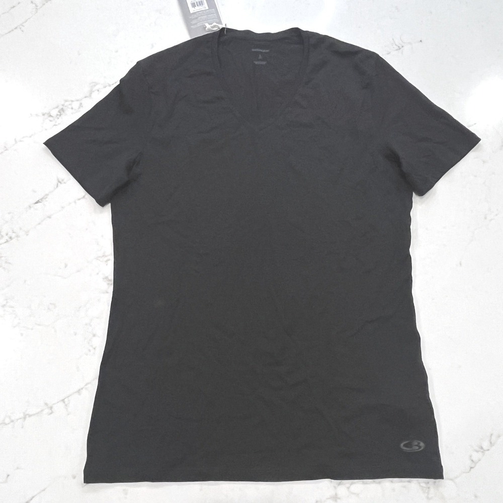 Icebreaker NEW Anatomica V-Neck Shirt Mens L Short Sleeve Wool Blend Base Layer